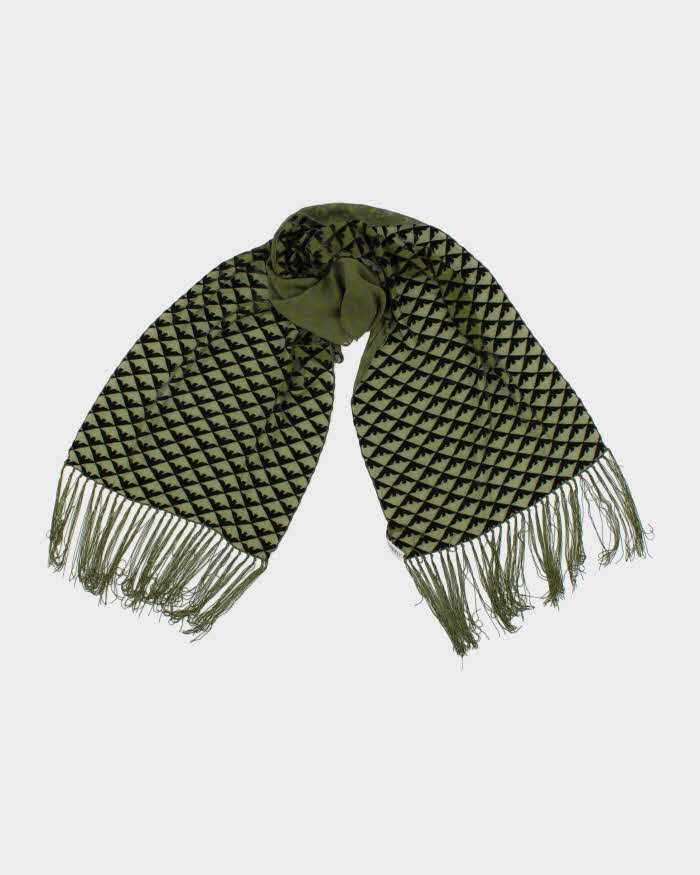 Vintage Emporio Armani Silk Blend &amp; Velvet Tassel Scarf
