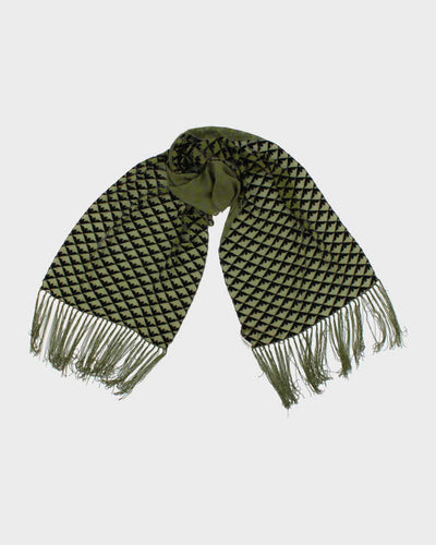 Vintage Emporio Armani Silk Blend & Velvet Tassel Scarf