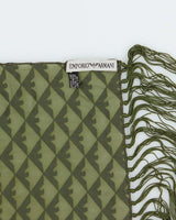 Vintage Emporio Armani Silk Blend &amp; Velvet Tassel Scarf