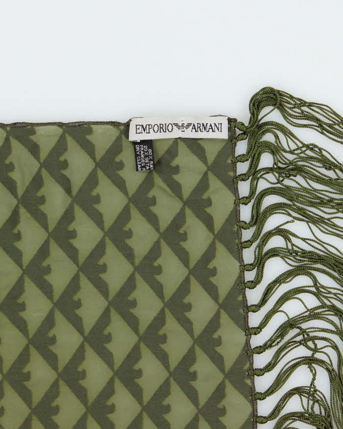 Vintage Emporio Armani Silk Blend &amp; Velvet Tassel Scarf