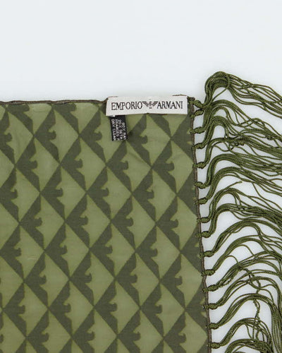 Vintage Emporio Armani Silk Blend & Velvet Tassel Scarf
