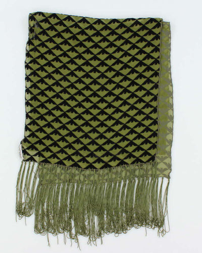 Vintage Emporio Armani Silk Blend & Velvet Tassel Scarf