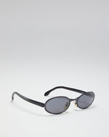 Vintage 90s Calvin Klein Gun Metal Grey &amp; Black Oval Sunglasses - O/S