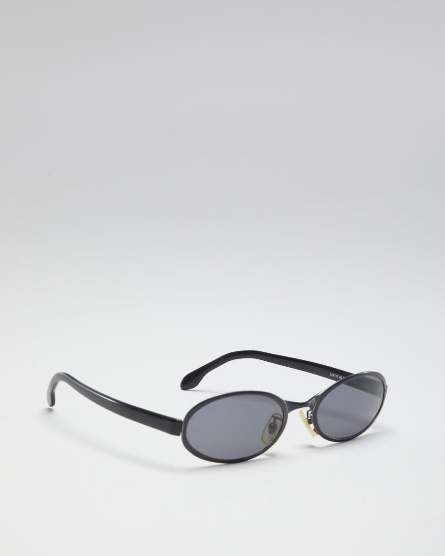Vintage 90s Calvin Klein Gun Metal Grey &amp; Black Oval Sunglasses - O/S