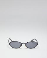 Vintage 90s Calvin Klein Gun Metal Grey &amp; Black Oval Sunglasses - O/S