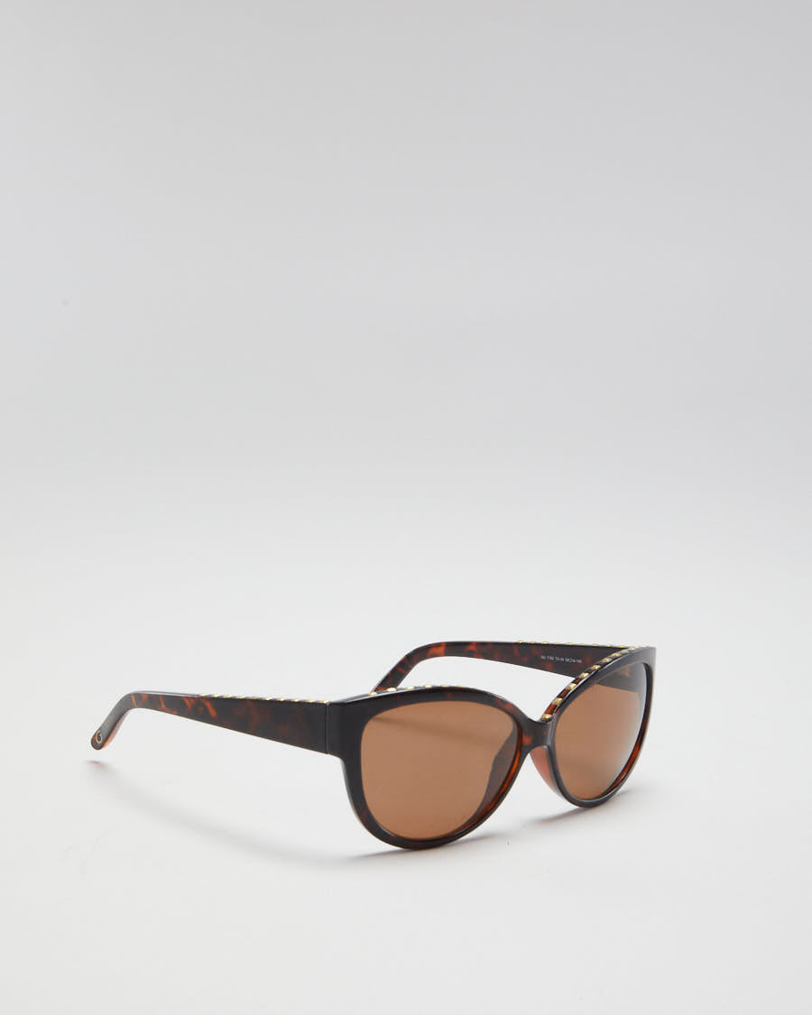 Guess Brown Tortoiseshell Studded Sunglasses - O/S