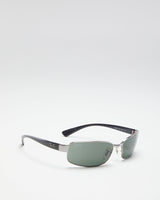 Y2K 00s Ray Ban Silver &amp; Black Thin Sunglasses - O/S
