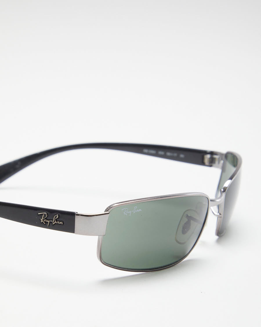 Y2K 00s Ray Ban Silver &amp; Black Thin Sunglasses - O/S