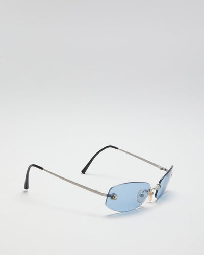 Vintage 90s Chanel Blue Transparent Sunglasses - O/S