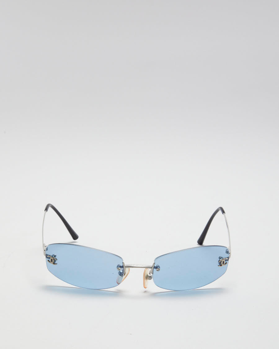 Vintage 90s Chanel Blue Transparent Sunglasses - O/S