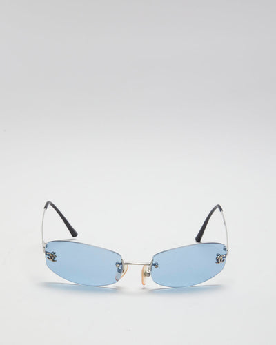 Vintage 90s Chanel Blue Transparent Sunglasses - O/S