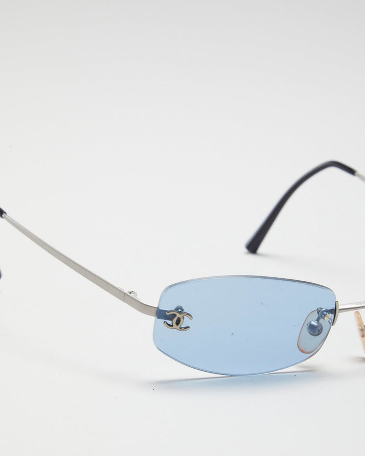 Vintage 90s Chanel Blue Transparent Sunglasses - O/S