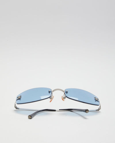 Vintage 90s Chanel Blue Transparent Sunglasses - O/S