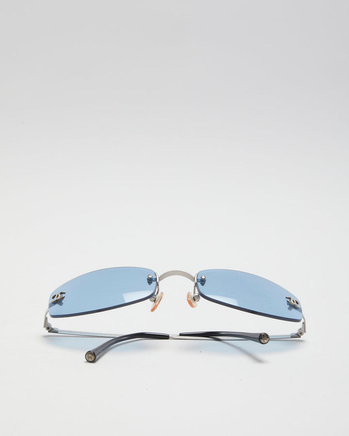 Vintage 90s Chanel Blue Transparent Sunglasses - O/S