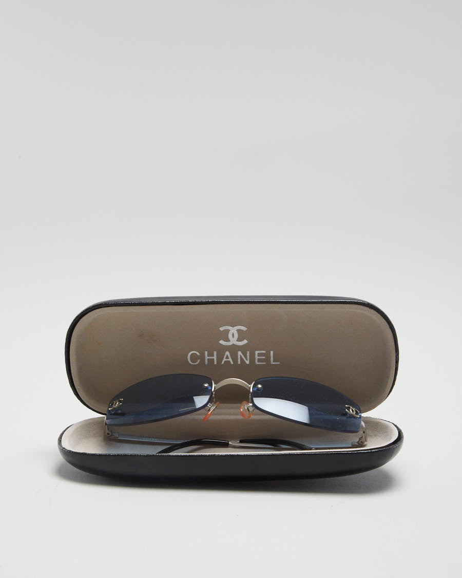 Vintage 90s Chanel Blue Transparent Sunglasses - O/S
