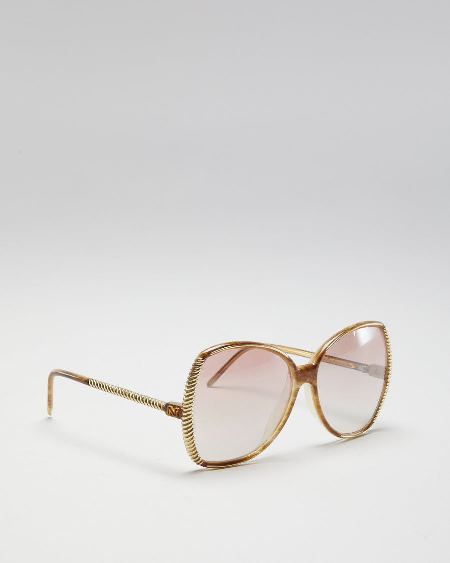 Y2K 00s Nina Ricci Marbled Gold Sunglasses - O/S