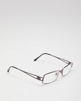 Vintage 90s Versace Purple Thin Rectangular Reading Glasses With Swarovski Detail - O/S