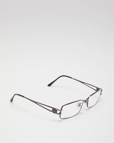 Vintage 90s Versace Purple Thin Rectangular Reading Glasses With Swarovski Detail - O/S
