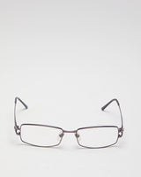 Vintage 90s Versace Purple Thin Rectangular Reading Glasses With Swarovski Detail - O/S