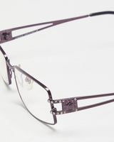 Vintage 90s Versace Purple Thin Rectangular Reading Glasses With Swarovski Detail - O/S