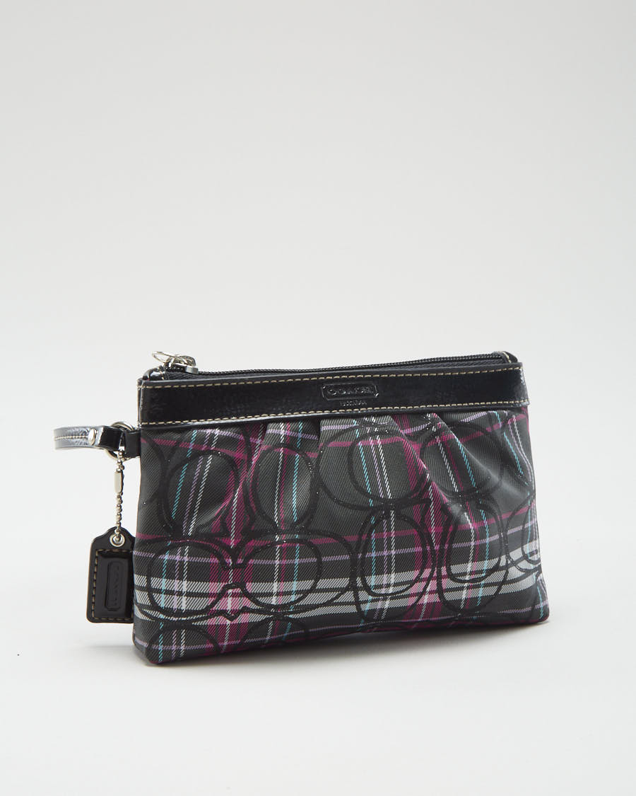 Y2K 00s Coach Black Tartan Monogram Purse - O/S