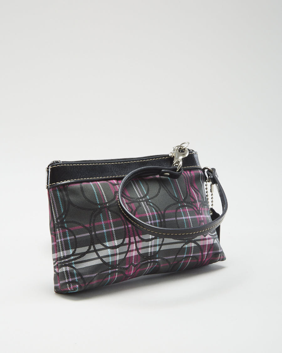 Y2K 00s Coach Black Tartan Monogram Purse - O/S