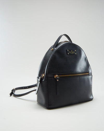 Kate Spade Black Leather Backpack - O/S