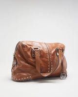 Michael Kors Brown Leather Silver Studded Handbag - O/S