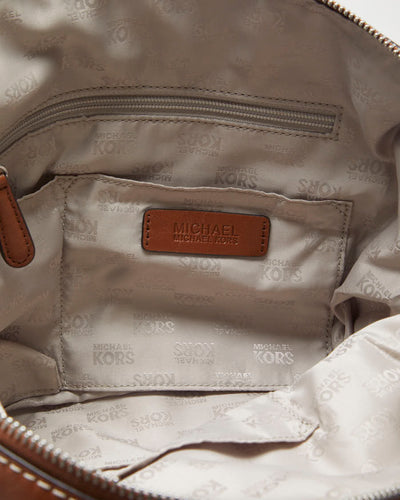 Michael Kors Brown Leather Silver Studded Handbag - O/S