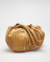 Y2K 00s Giorgio Armani Pleated Leather Hobo Bag - O/S