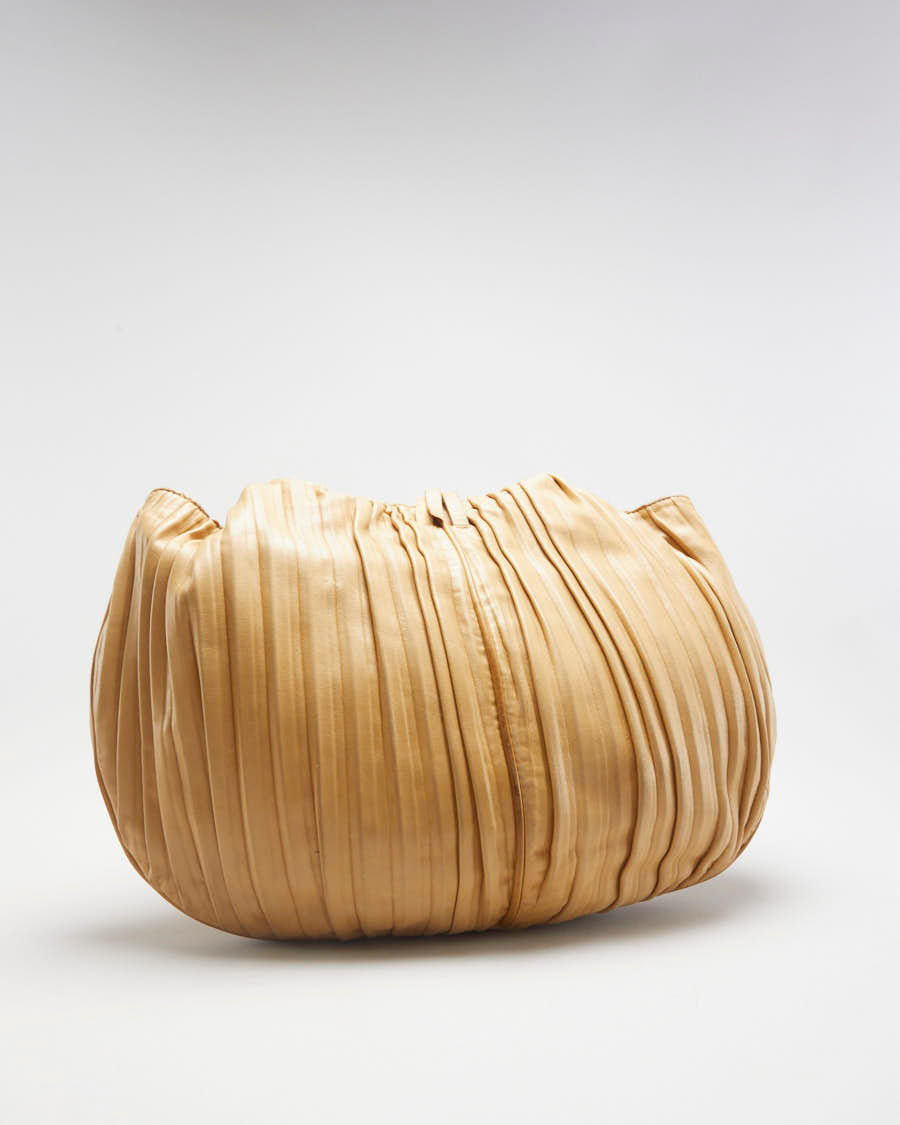 Y2K 00s Giorgio Armani Pleated Leather Hobo Bag - O/S