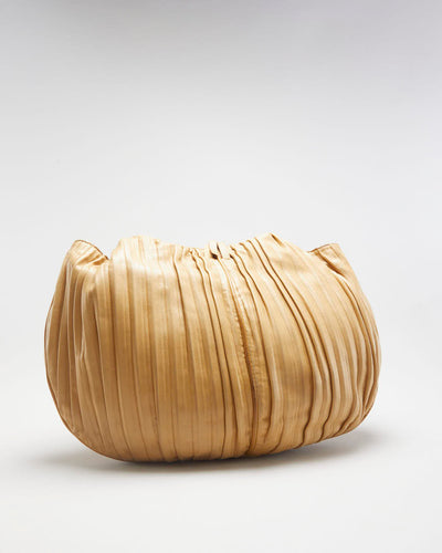 Y2K 00s Giorgio Armani Pleated Leather Hobo Bag - O/S