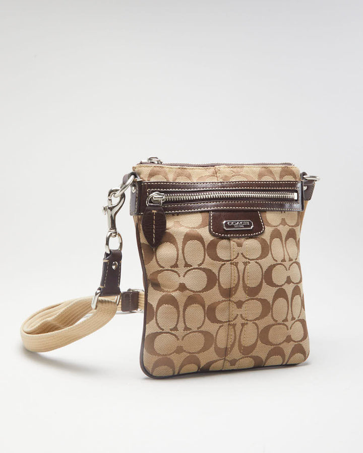 Y2K 00s Coach Beige Monogram Cross Body Bag - O/S