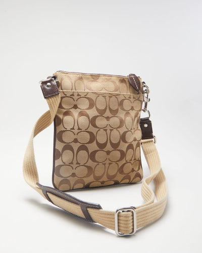 Y2K 00s Coach Beige Monogram Cross Body Bag - O/S