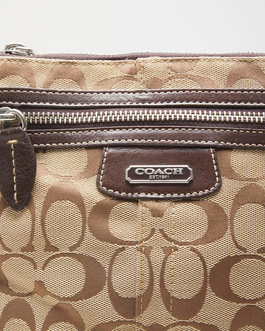 Y2K 00s Coach Beige Monogram Cross Body Bag - O/S