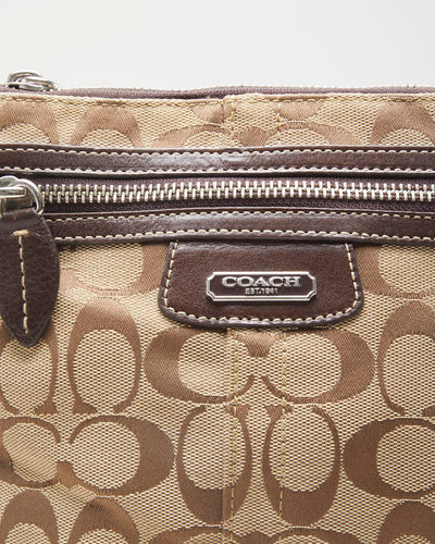 Y2K 00s Coach Beige Monogram Cross Body Bag - O/S