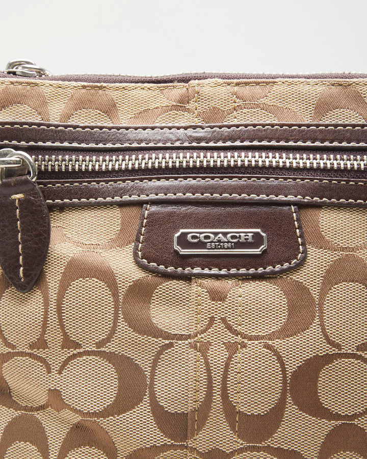 Y2K 00s Coach Beige Monogram Cross Body Bag - O/S