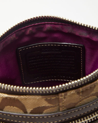 Y2K 00s Coach Beige Monogram Cross Body Bag - O/S