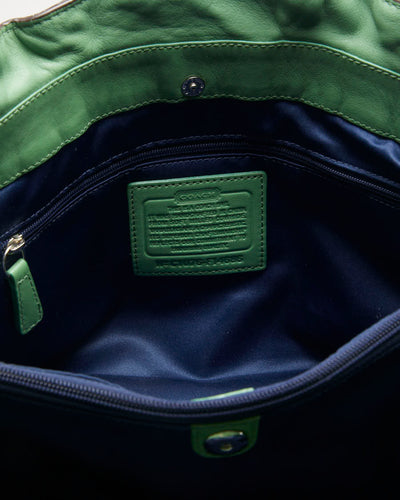 Y2K 00s Coach Green Leather Handbag - O/S