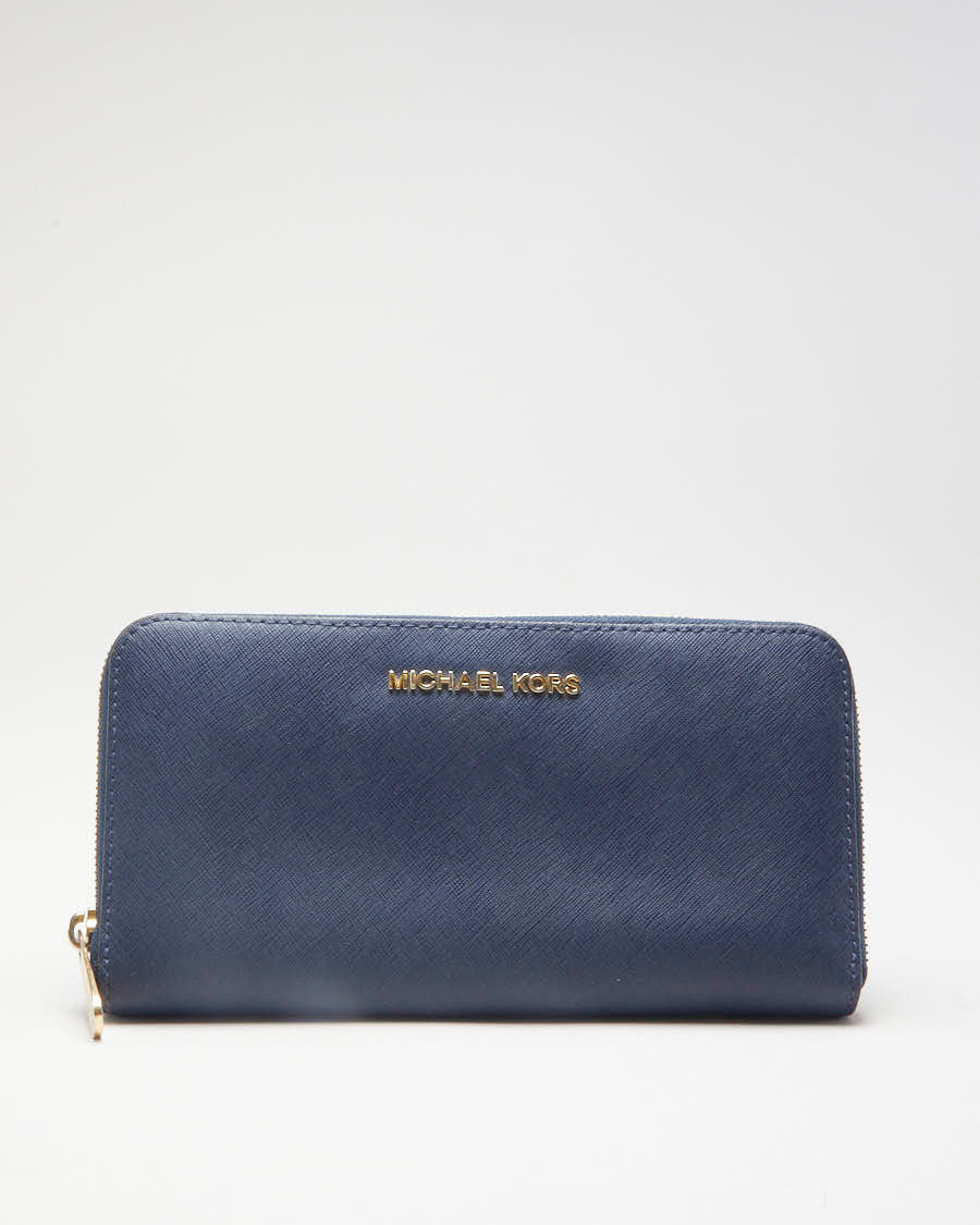 Michael Kors Navy Leather Wallet - O/S