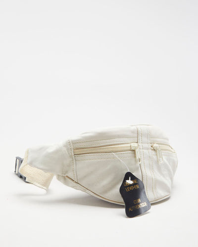 Vintage White Leather Bum Bag - O/S