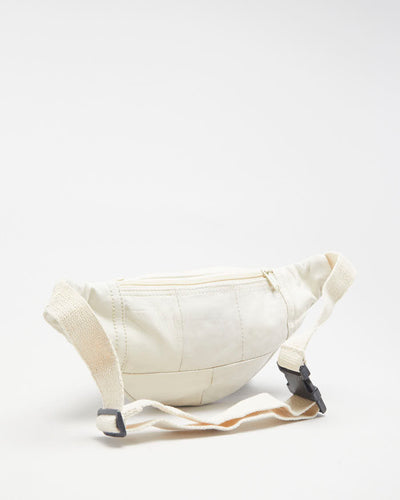 Vintage White Leather Bum Bag - O/S