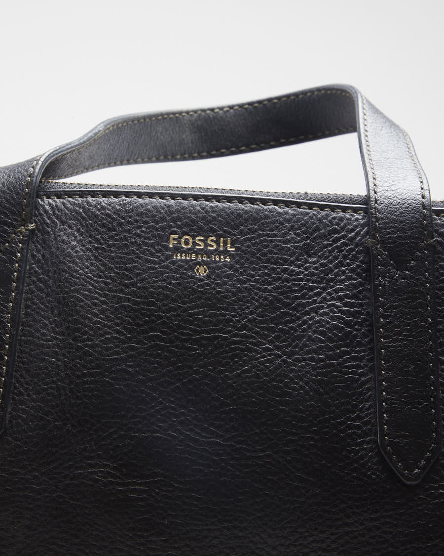 Fossil Black Leather Satchel Bag - O/S
