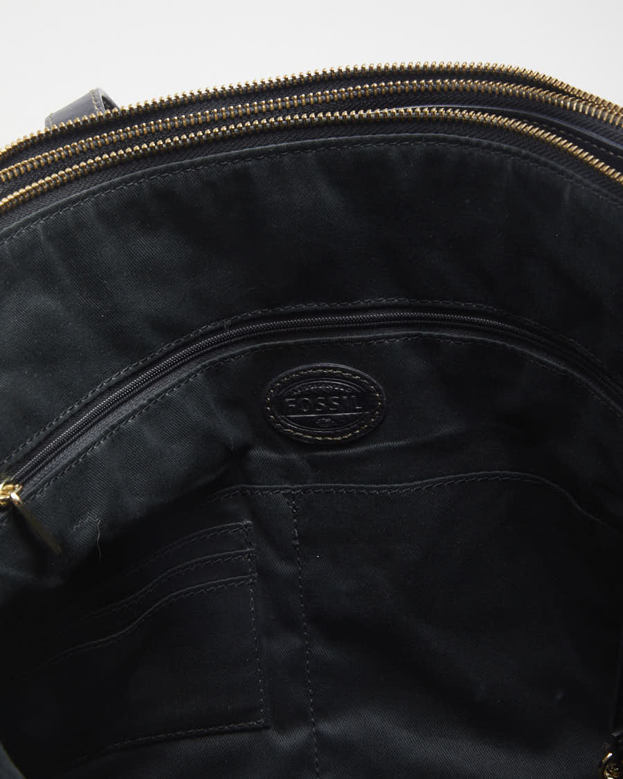 Fossil Black Leather Satchel Bag - O/S