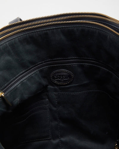 Fossil Black Leather Satchel Bag - O/S
