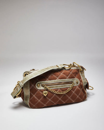 Kathy Van Zeeland Brown Quilted Handbag