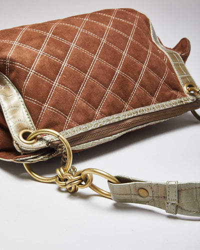 Kathy Van Zeeland Brown Quilted Handbag