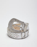 Y2k 00s Leather Rhinestone Western Belt - W36-40