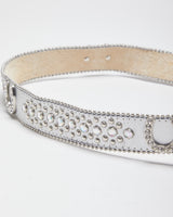 Y2k 00s Leather Rhinestone Western Belt - W36-40