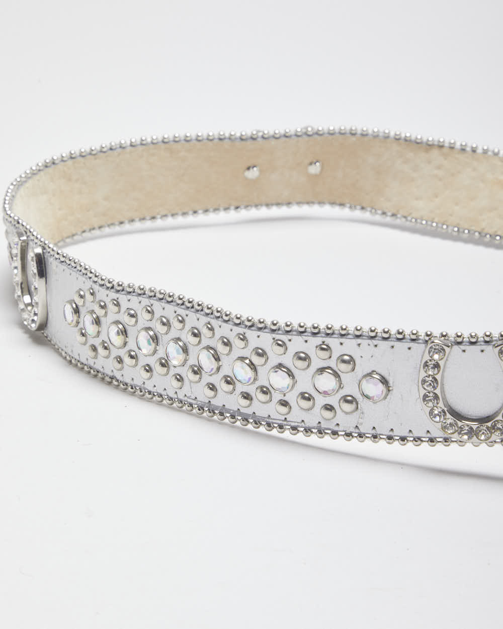 Y2k 00s Leather Rhinestone Western Belt - W36-40